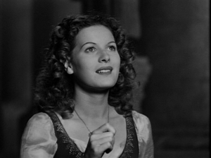 Esmeralda looking at the Virgin Mary maureen o'hara 1939 Hunchback of Notre dame picture image