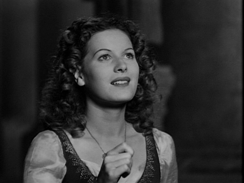 Esmeralda looking at the Virgin Mary Maureen O'Hara 1939 Hunchback of Notre Dame picture image