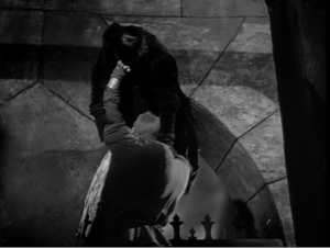 Quaismodo throws Frollo out the window  1939 Hunchback of Notre dame  picture image 