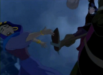 Frollo Hunchback of Notre Dame Kicking Quasimodo's mother Disney picture image