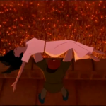 Quasimodo declares Sanctuary for Esmeralda Hunchback of Notre Dame Disney picture image