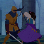 Phoebus Disney Hunchback of Notre Dame picture image hit in the face by Esmeralda