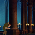 Quasimodo watching to Esmeralda during God Help the Outcast Disney Hunchback of Notre Dame picture image