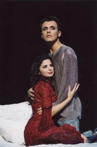 Shirel as Esmeralda in the Red with Laurent Ban as Phoesbus Notre Dame de Paris 2001 French Cast picture image