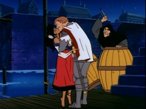 Esmeralda & Phoebus Kiss while Frollo attacks Jetlag version Hunchback of Notre Dame picture image
