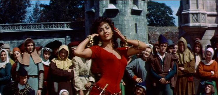 Esmeralda (Gina Lollobrigida) dances, 1956 Hunchback of Notre Dame picture image 