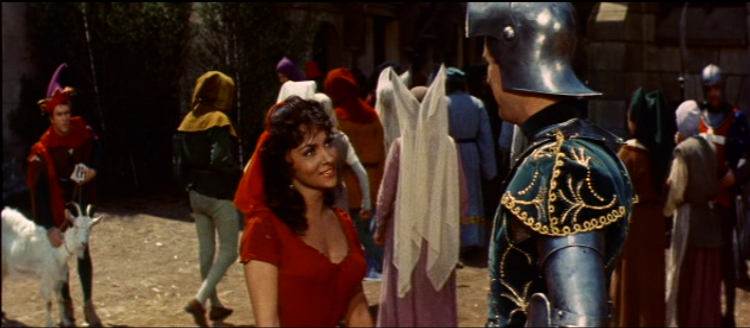 Esmeralda (Gina Lollobrigida) with Phoebus (Jean Danet), 1956 Hunchback of Notre Dame picture image