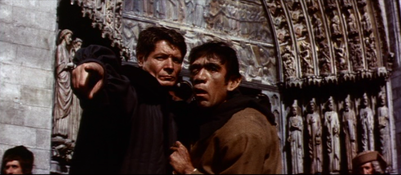 Quasimodo (Anthony Quinn) & Frollo (Alain Cuny), 1956 The Hunchback of Notre Dame picture image
