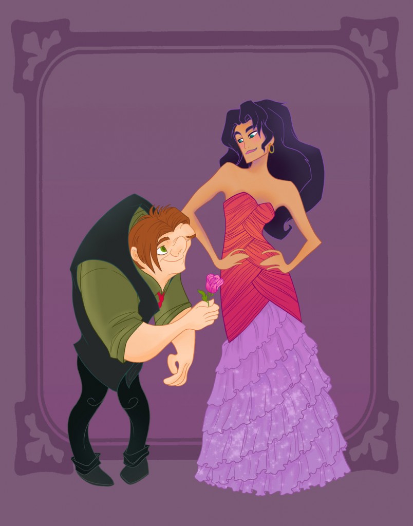  Kathryn Hudson illustartion of Quasimodo and Esmeralda going to the prom
