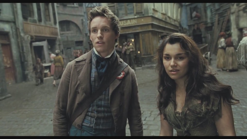 Samatha Barks as Epoine & Eddie Redmayne as Marius Les Miserables 2012, picture image