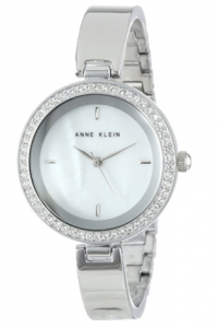 Anne Klein Women's  Swarovski Crystal Elements Silver-Tone Bangle Watch Fleur de lys picture image