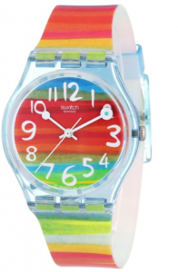 Swatch Women's  Quartz Rainbow Dial Plastic Watch, Gringoire picture image