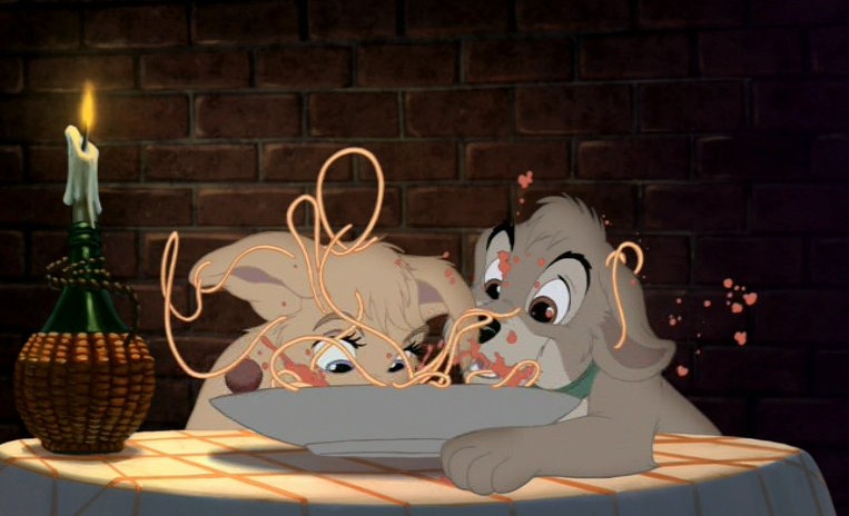 Angel and Scamp in the almost Bella Notte scene, Lady and the Tramp II: Scamp's Adventure picture image