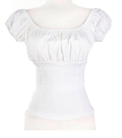 Amashz White Women Rockabilly Pinup Peasant Top picture image