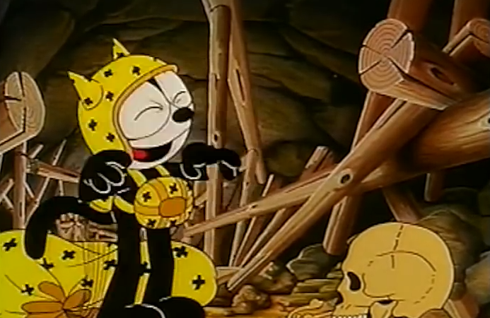 Felix laughing at a skull Felix the Cat the Movie picture image