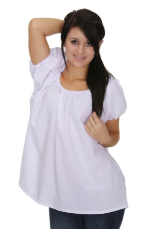 White Renaissance Pirate Cap Sleeved Chemise Top Medieval Peasant Wench Blouse picture image