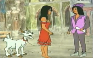 Esmeralda and Djali with Gringoire, Dingo Hunchback of Notre Dame picture image