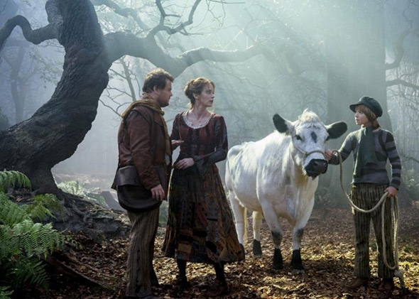 Emily Blunt as The Baker's Wife, James Corden as The Baker and Daniel Huttlestone as Jack Into the Woods Picture image