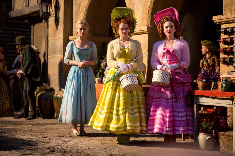 Lily James as Ella, Sophie McShera as Drisella and Holliday Grainger as Anastasia Cinderella 2015 picture image