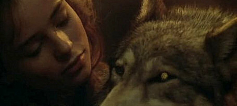 Sarah Patterson as Rosaleen with the wolf In the Company of Wolves
