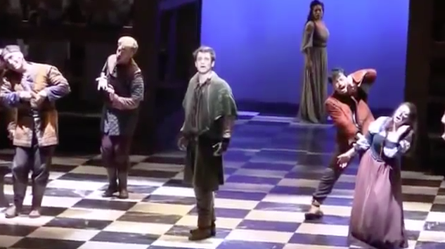 Michael Arden as Quasimodo & Ciara RenÃ©e as Esmeralda during the finale, La Jolla Hunchack of Notre Dame picture image