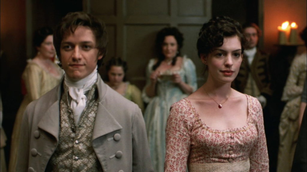 Anne Hathaway as Jane Austen & James McAvoy as Tom Lefroy Becoming Jane picture image