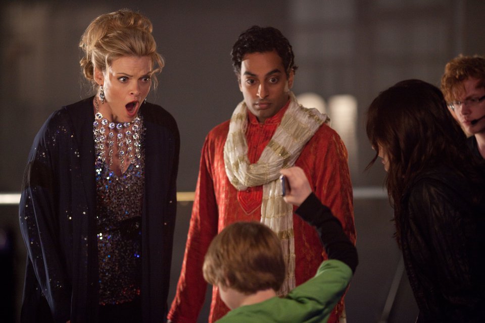 Missi Pyle as Gail, Manu Narayan as Ravi and Matthew Lintz as Victor A Cinderella Story Once Upon a Song picture image