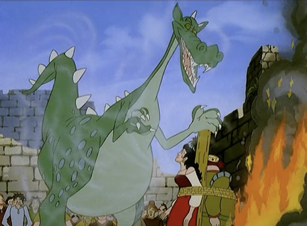 Esmeralda saving herself and the King with a dragon, The Magical Adventures of Quasimodo, Episode 24