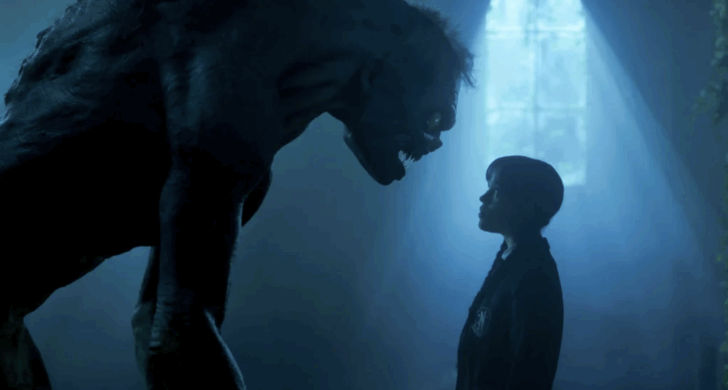 Jenna Ortega as Wednesday Addams with Tyler in his Hyde form (Netflix Series Season 2 2025, Season 2, Episode 5)