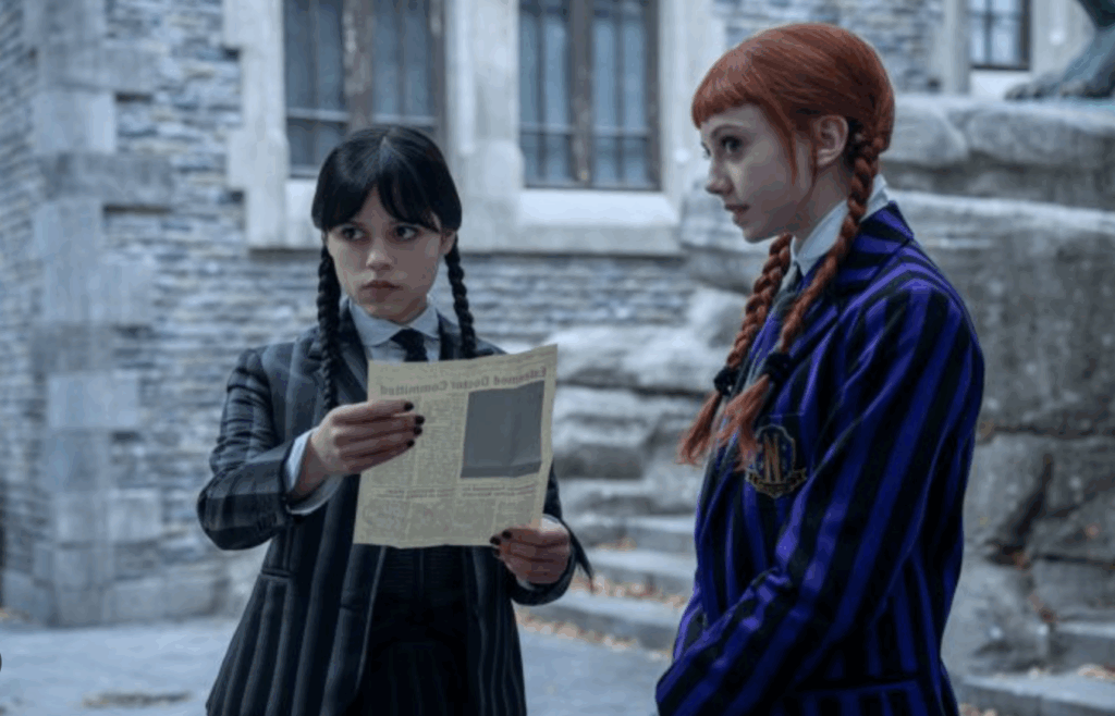 Jenna Ortega as Wednesday Addams & Evie Templeton as Agnes DeMille (Netflix Series Season 2 2025, Season 2, Episode 4)