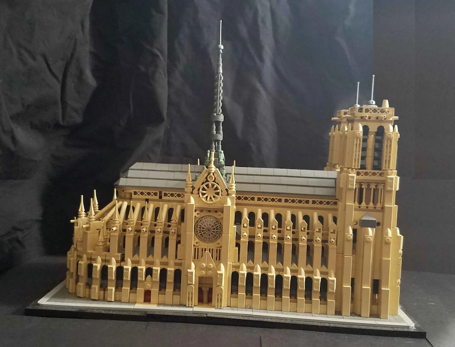 My very own Lego Notre Dame de Paris set built side view
