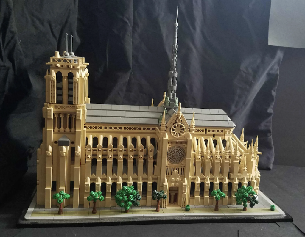 My very own Lego Notre Dame de Paris set built side view