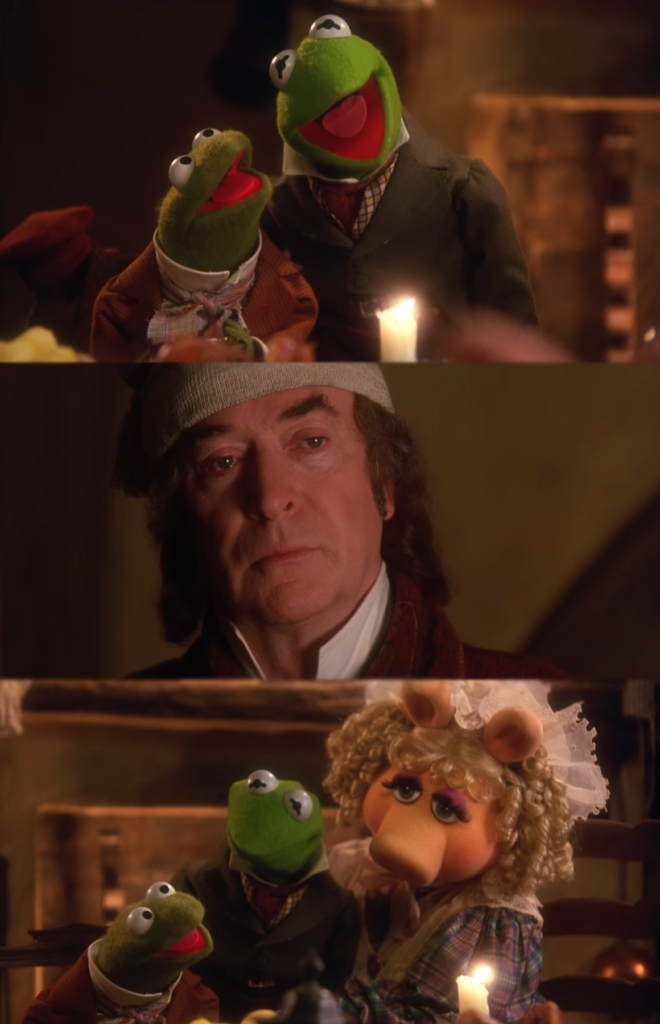 Bless us All performed by Robin, Kermit, & Miss Piggy with Michael Caine as Ebenezer Scrooge, The Muppet Christmas Carol (1992)