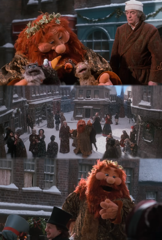 It Feels Like Christmas performed by The Spirit of Christmas Present with Michael Caine as Ebenezer Scrooge, The Muppet Christmas Carol (1992)