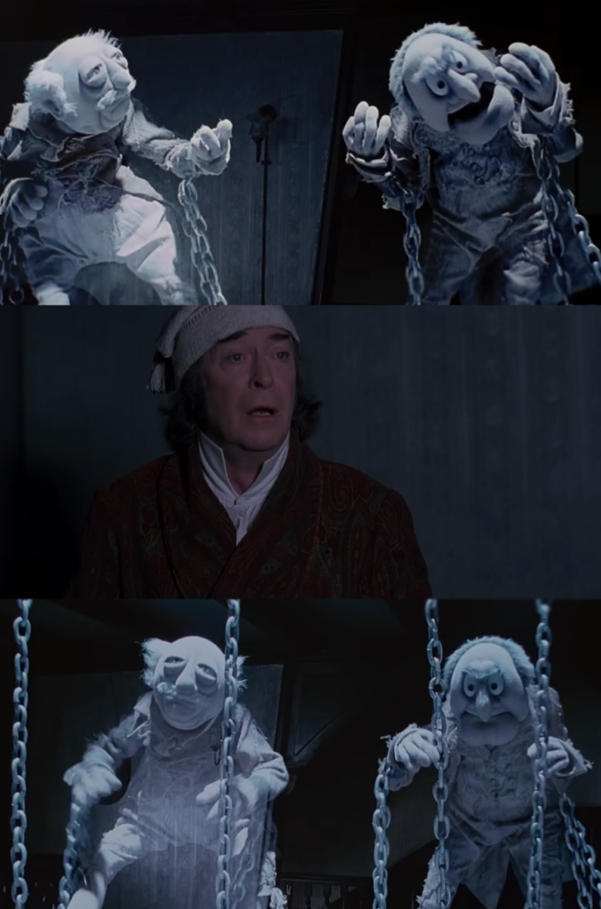 Marley and Marley performed by Staler and Waldorf with Michael Caine as Ebenezer Scrooge, The Muppet Christmas Carol (1992)