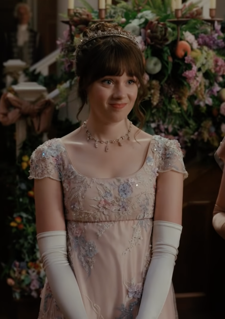 Claudia Jessie as Eloise Bridgerton, Season 2 Bridgerton (2020-2022), Best Costumes, Gowns, Dresses, and Outfits, Hearts and Flowers Ball Gown
