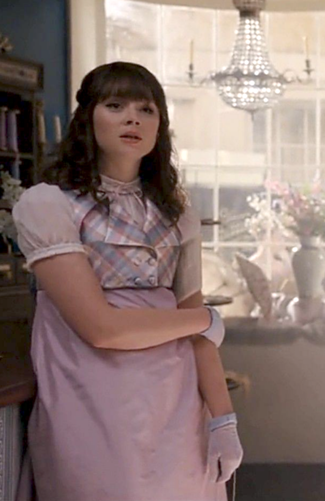 Claudia Jessie as Eloise Bridgerton, Season 2 Bridgerton (2020-2022), Best Costumes, Gowns, Dresses, and Outfits, Plaid Waistcoat & Purple Dress