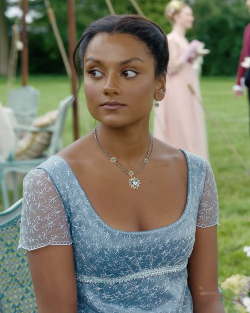 Simone Ashley as Kate Sharma Season 2 Bridgerton (2020-2022), Best Costumes, Gowns, Dresses, and Outfits