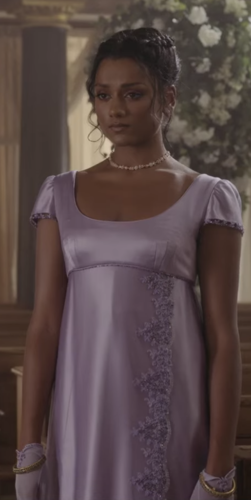 Simone Ashley as Kate Sharma Season 2 Bridgerton (2020-2022), Best Costumes, Gowns, Dresses, and Outfits, bridemaids dress