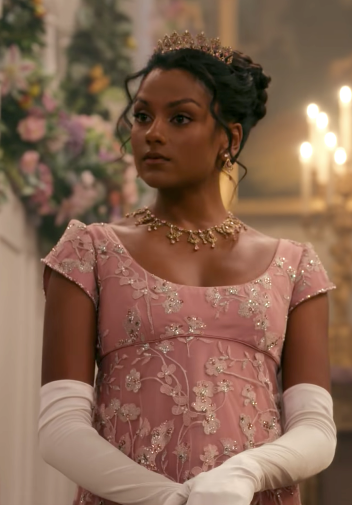 Simone Ashley as Kate Sharma Season 2 Bridgerton (2020-2022), Best Costumes, Gowns, Dresses, and Outfits, Hearts and Flowers Gown