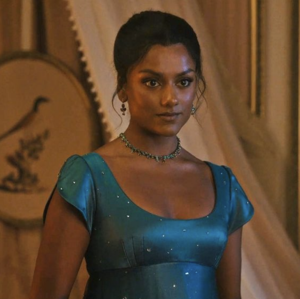 Simone Ashley as Kate Sharma Season 2 Bridgerton (2020-2022), Best Costumes, Gowns, Dresses, and Outfits, Dinner Gown
