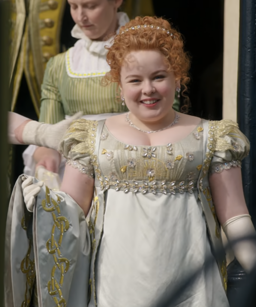 Nicola Coughlan as Penelope Featherington, Season 1 Bridgerton (2020), Best Costumes, Gowns, Dresses, and Outfits