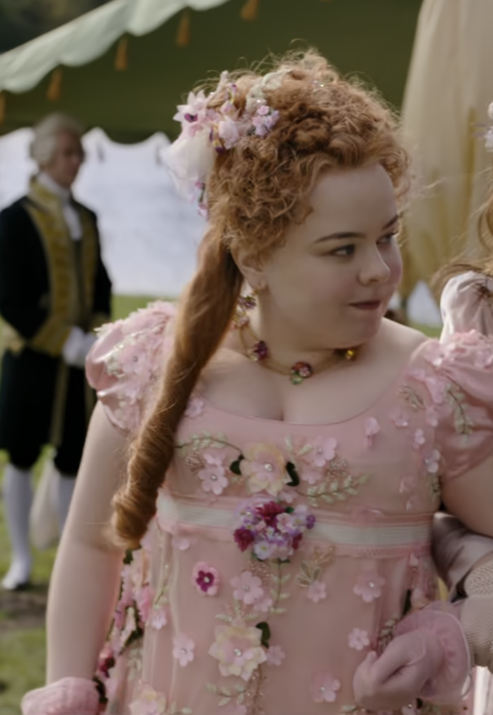 Nicola Coughlan as Penelope Featherington, Season 1 Bridgerton (2020), Best Costumes, Gowns, Dresses, and Outfits