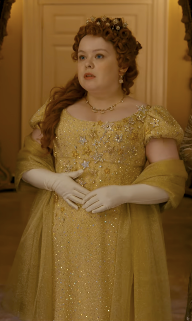 Nicola Coughlan as Penelope Featherington, Season 2 "Bridgerton" (2020-2022), Best Costumes, Gowns, Dresses, and Outfits, Diamond Ball Gown, Star-Spangled