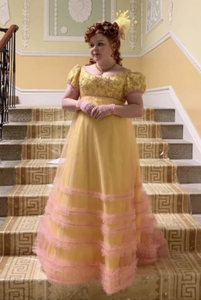 Nicola Coughlan as Penelope Featherington, Season 2 Bridgerton (2020-2022), Best Costumes, Gowns, Dresses, and Outfits, Bridesmaid Gown, The Babydoll Starfish