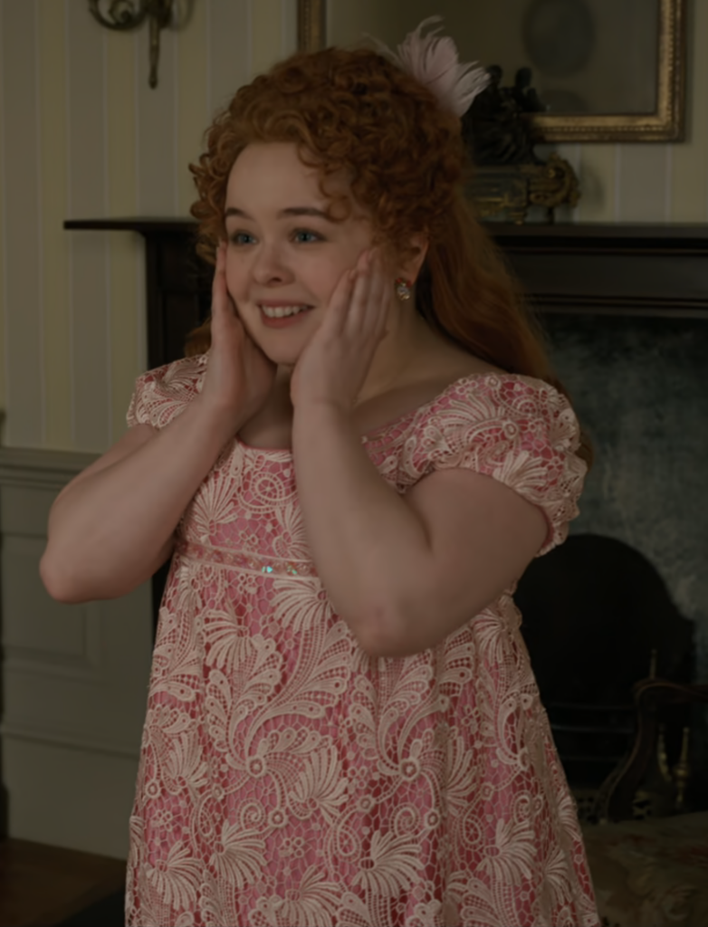 Nicola Coughlan as Penelope Featherington, Season 1 Bridgerton (2020), Best Costumes, Gowns, Dresses, and Outfits