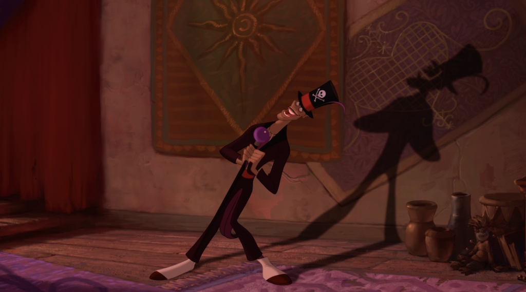 Dr.Facilier tricking Prince Naveen into a deal that transform the Prince into a frog during his Villain Song Friends on the Other Side from Disney's The Princess and the Frog (2009)