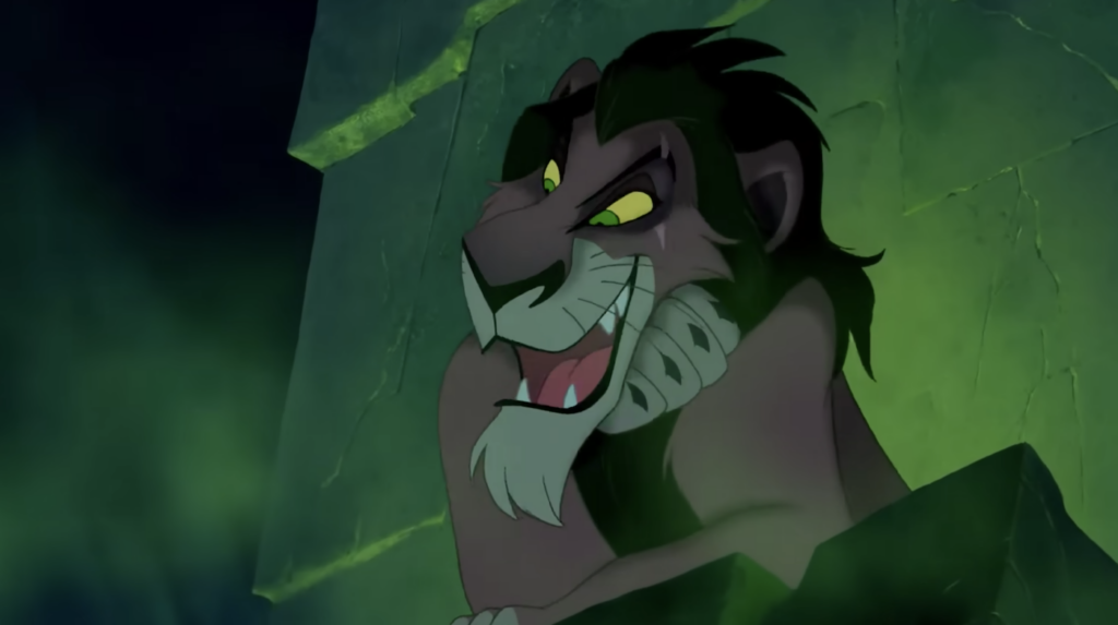 Scar's menacing scheming Villain Song Be Prepare from Disney's The Lion King (1994)