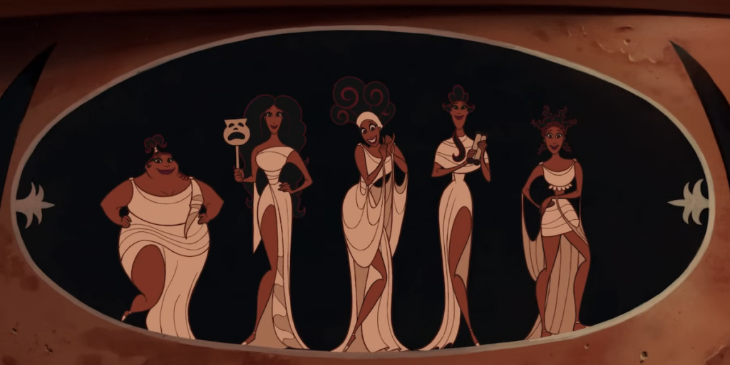 The Best White, Silver, Gray Costumes from Disney Animated Movies The Muses: Thaia, Clio, Calliope, Melpomene & Terpichore, Hercules (1997)