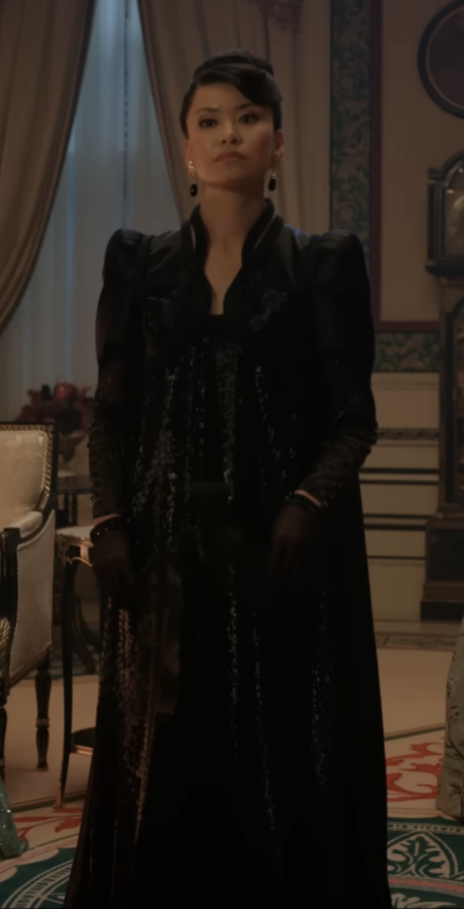 Katie Leung as Araminta Gun, Ranking the Costumes Masquerade Ball “Bridgerton” Season 4